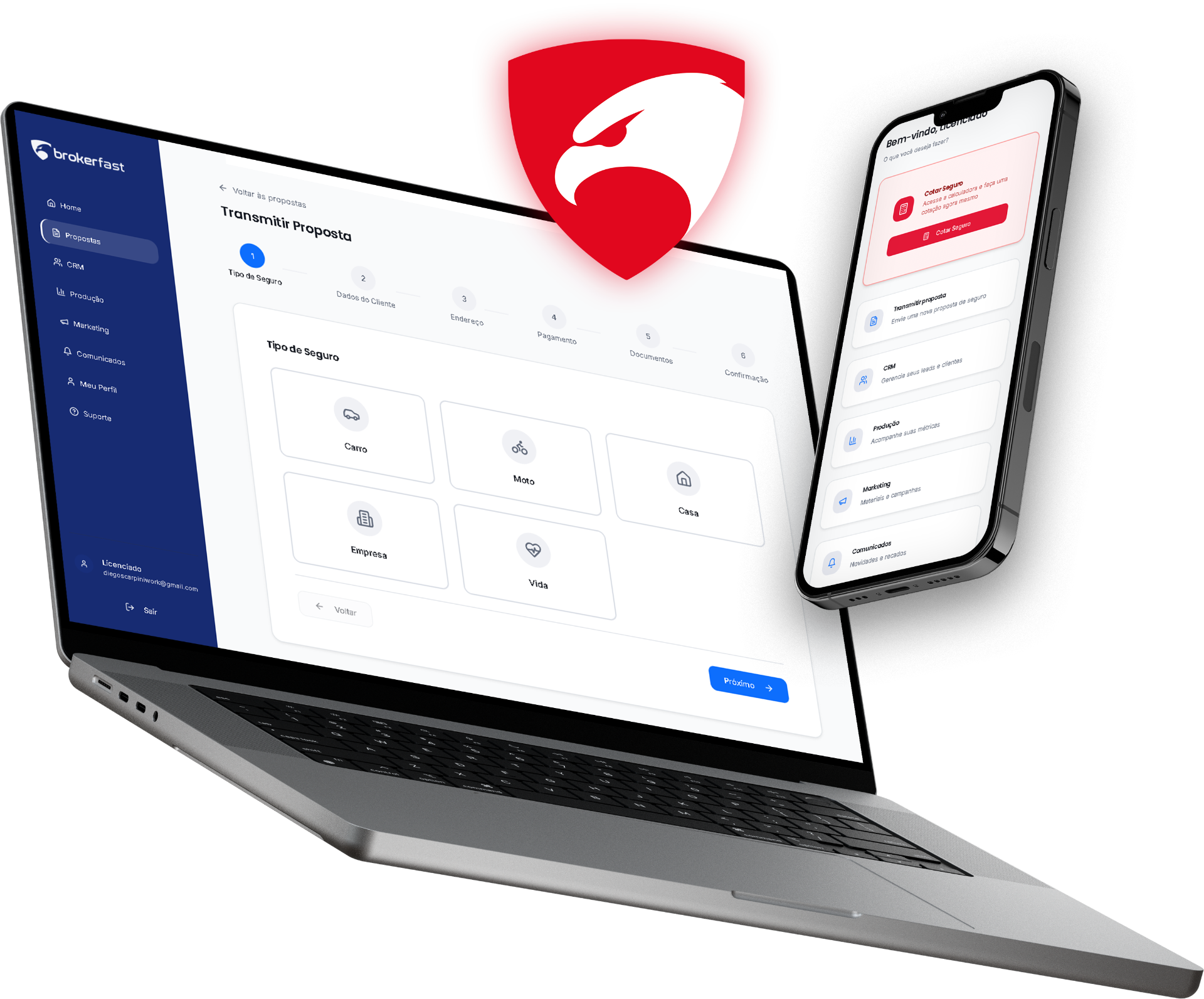 Mockup do Sistema Broker Fast apresentado na seção principal